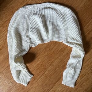 SHEIN White Ribbed Knit Shrug Sweater